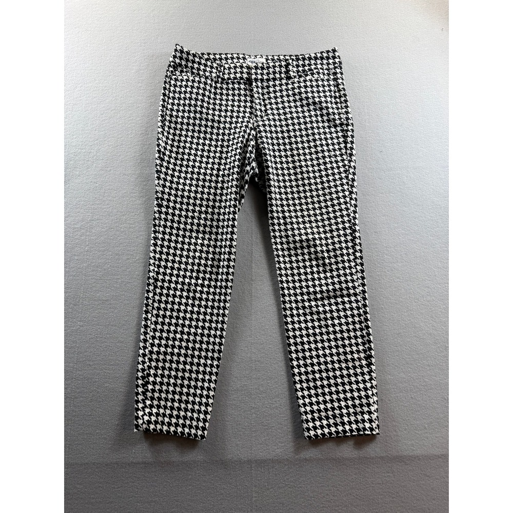 Old Navy Pixie Pants Women 10 Black White Houndstooth Ankle Slim Fit Mid Rise